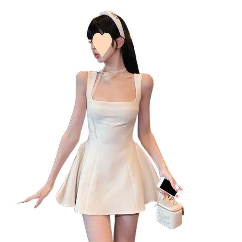 Modale Fabric Abstract Pattern Slip Dress With High Waist For Summer Street Style