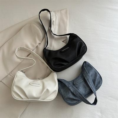 New Korean Style Pleated Bag for Women with Niche Design Texture Shoulder Bag for Women Women's Fashionable Personality Underarm Crescent Bag