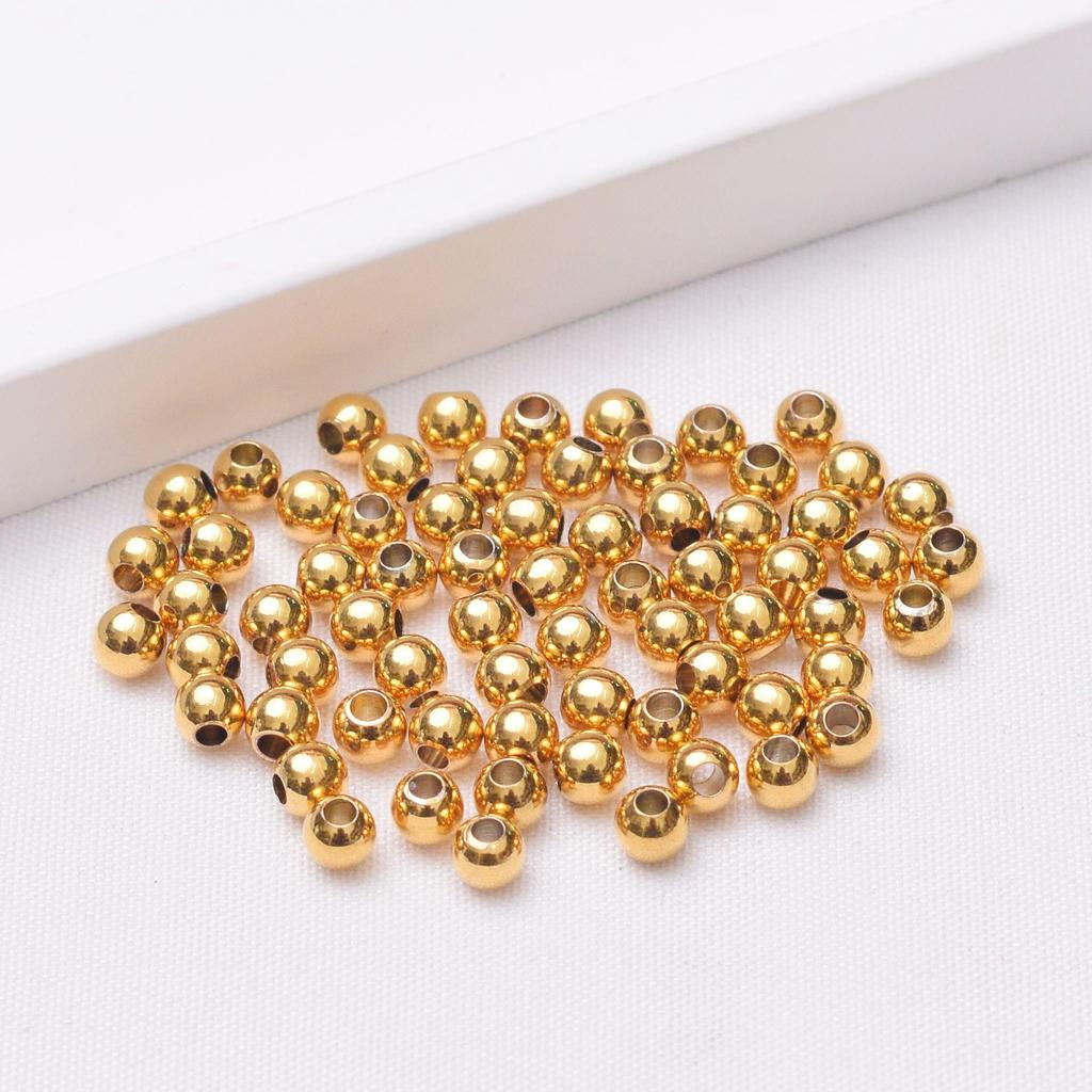 24K Non-Fading Vacuum Gold Spacer Beads with Smooth Surface for Bracelet and Necklace DIY 