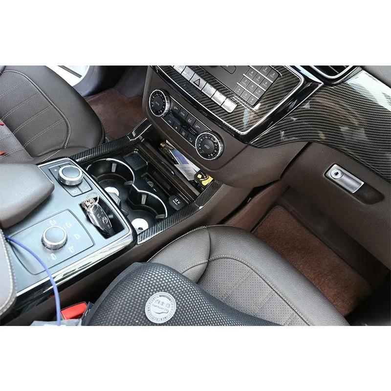 For Mercedes-Benz GL ML GLE GLS Class W166 X166 2pcs Center Gear Shift Side Strip Cup Holder Cover Strip Trim Car Interior