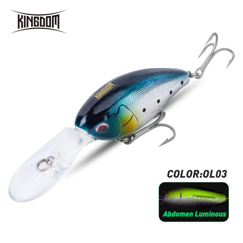 

KINGDOM Kingpro OC-62 Big Crankbait Искусственные твердые приманки 62 мм 21,8 г Тонущие плавающие приманки для троллинга для морской рыбалки 21.8g