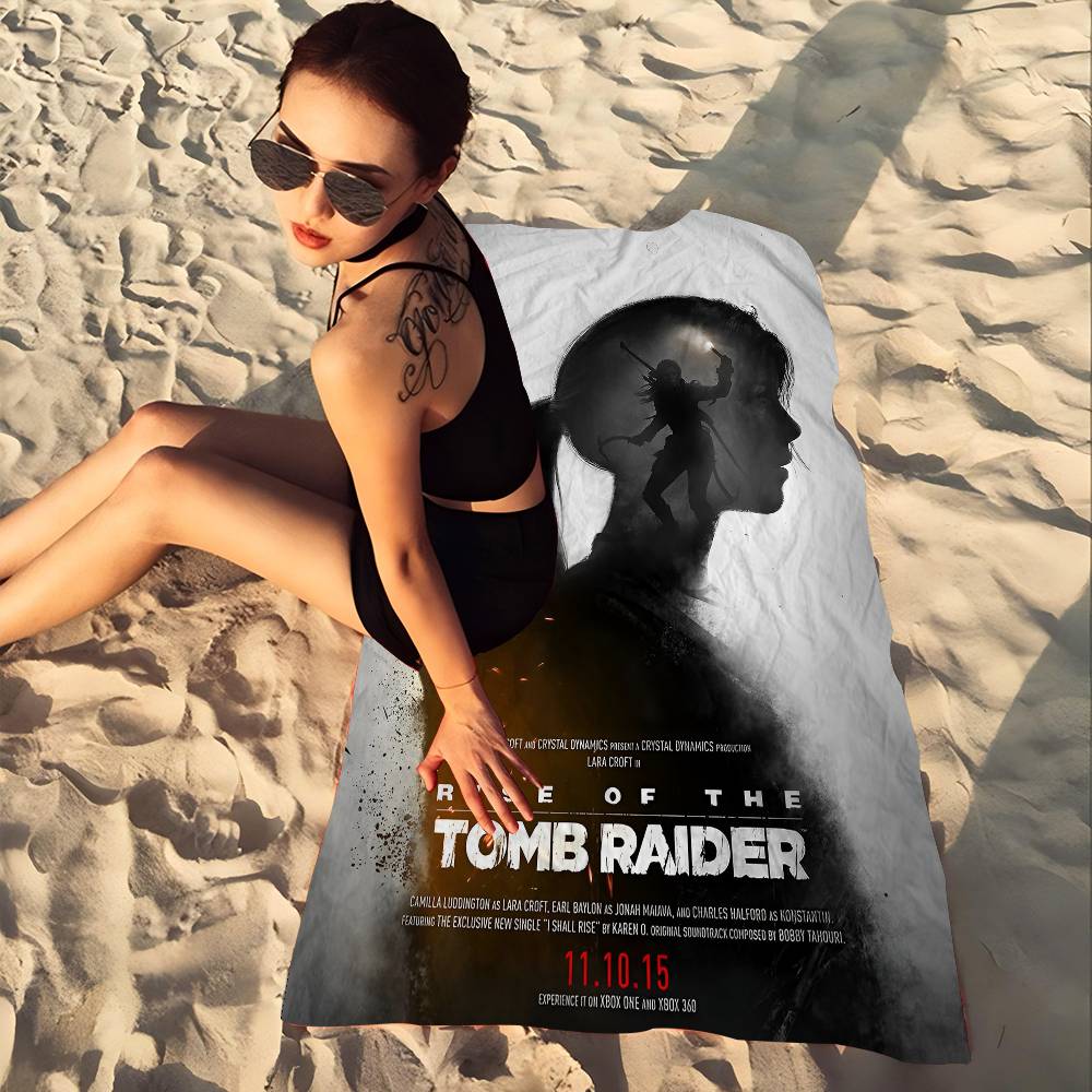 Tomb Raider Anime Microfiber Beach Towel Absorbent Quick dry Soft Yoga Swimming Resort Mountain Climbing Towel