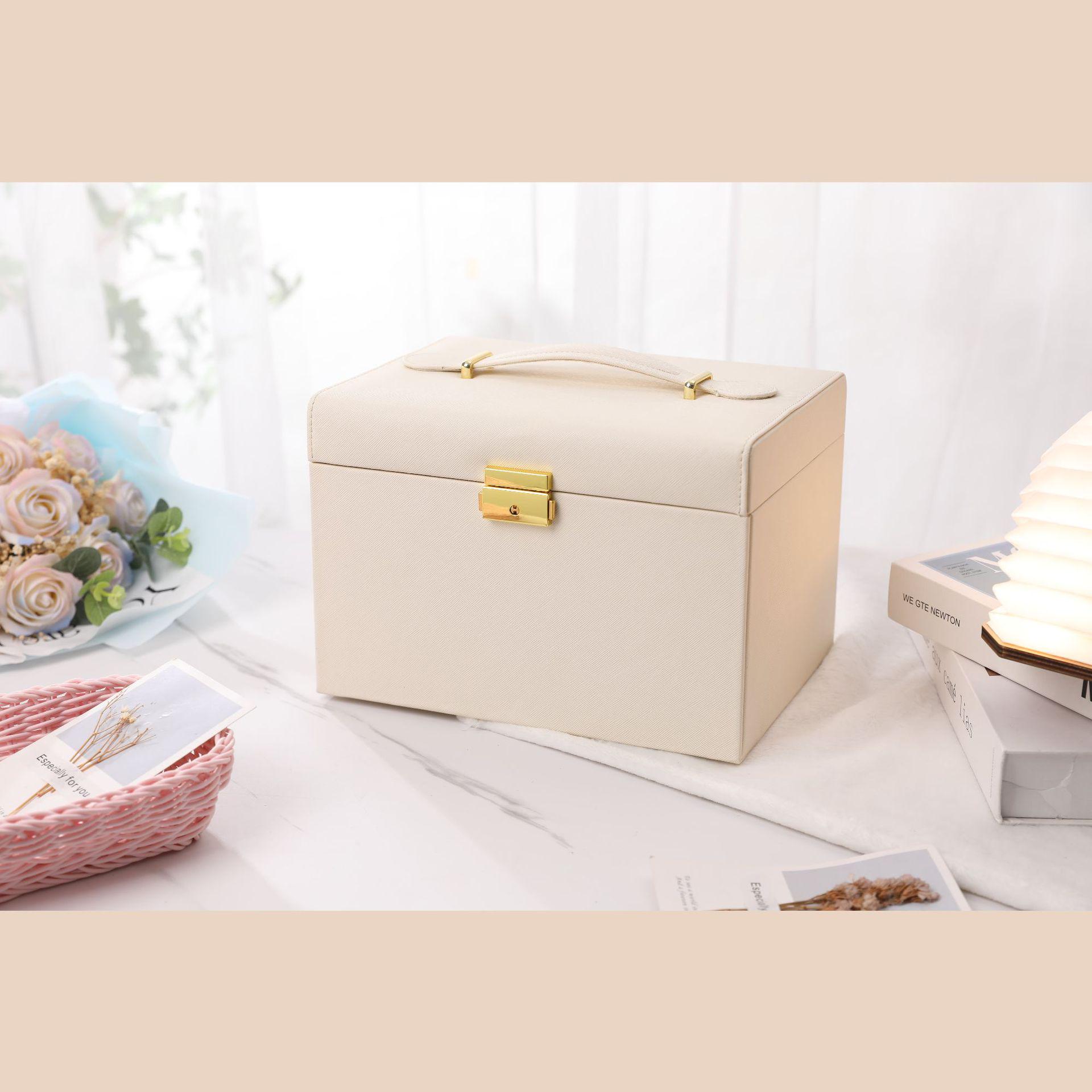 

Елегантна коробка для зберігання прикрас: Портативний з великою місткістю для сережок, помад, намист і каблучок.