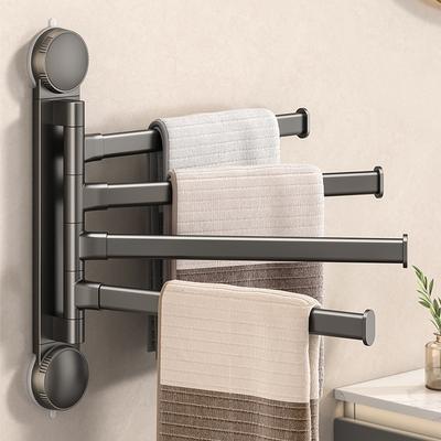 No Need To Drill Suction Cup Rotating Multi-bar Towel Rack Bathroom Hanger Folding Artifact Multifunctional Shelf Kitchen Shelf