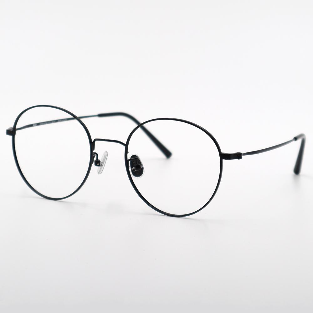 Alloaiweeo [Alo Basic] Al8204 0909M Semi-Oversized Round Black Metal Glasses