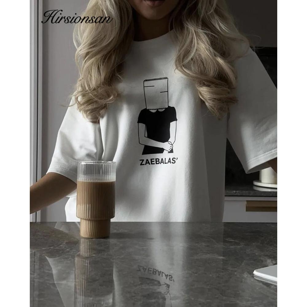 

Hirsionsan женская футболка с абстрактным графическим принтом, новинка лета 2024, базовая винтажная футболка, повседневные свободные готические женские топы с круглым вырезом для пар