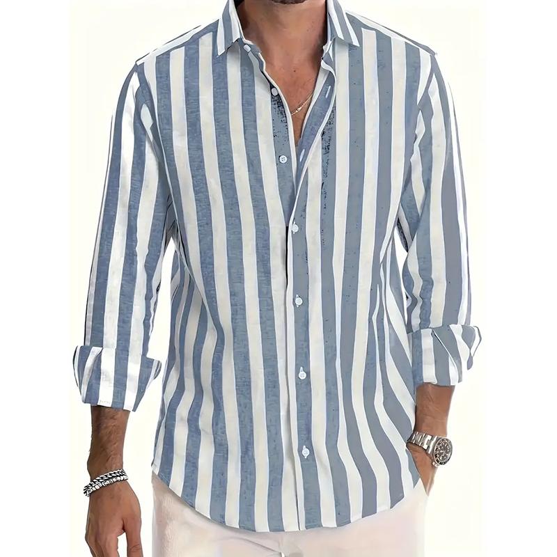 Spring and Autumn Men's Long Sleeved Button Up Shirt 3D Digital Printing for Casual Daily Entertainment and Fashion Design