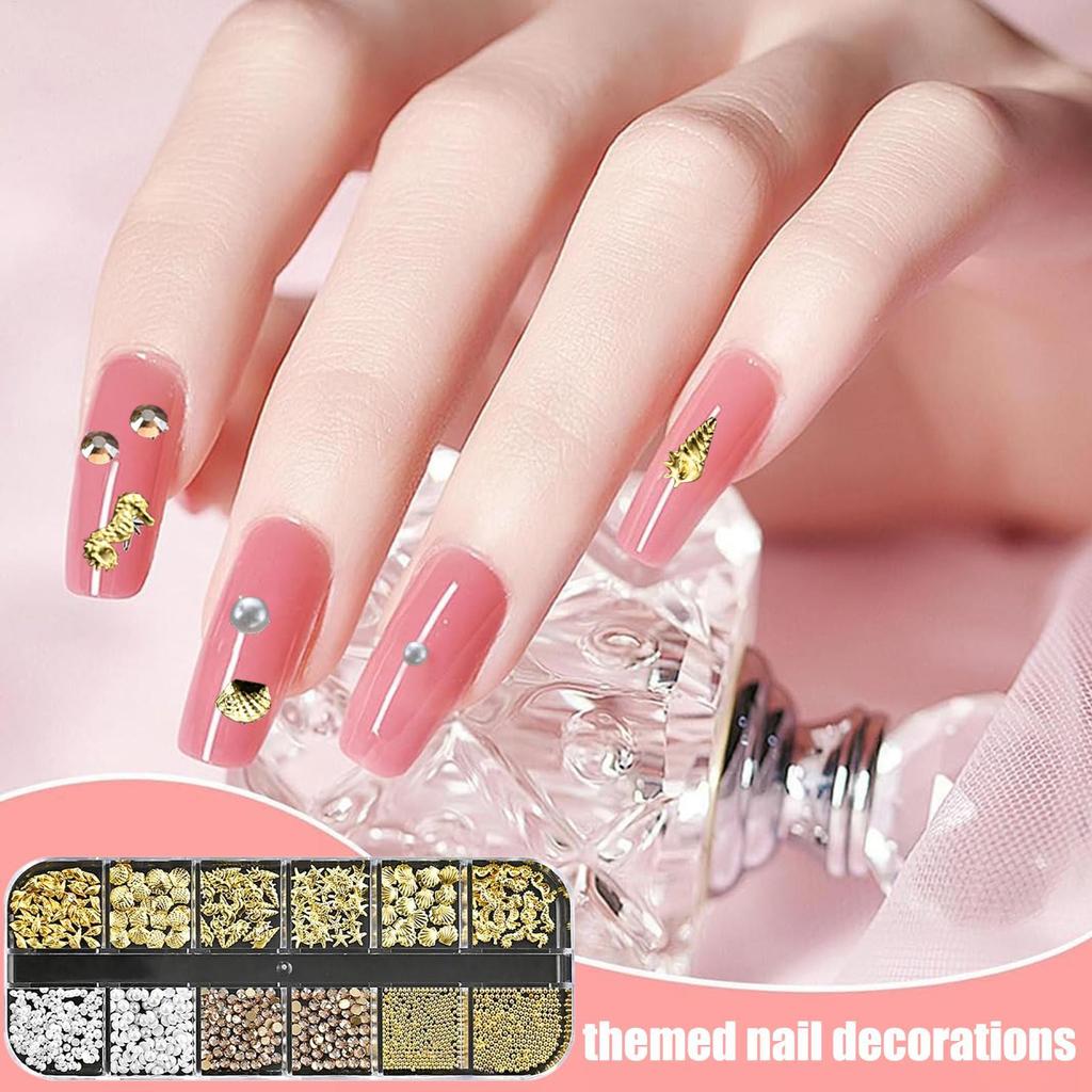 1 Set Sea Theme 3D Nail Decorations Set Strass Ongle Themed Nail Decorations DIY Manicure Salon Tools Decorations