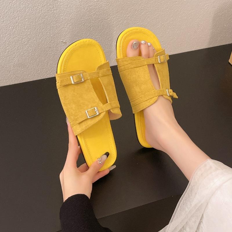 

Fashion Women s Cut-outs Slippers New Summer Women Simple Causal Flat Slippers Fashion Soft Soled Ladies Slip-on Shoes Open-toe Non-slip 35 жёлтый