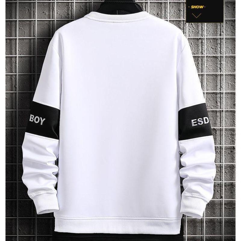 Cotton Men's Sweater Long Sleeved Spring and Autumn Coat Men's Young Students Loose T-shirt Men