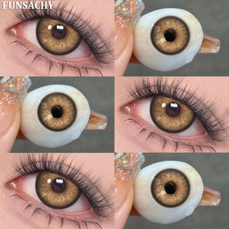 

FUNSACHY 2 шт. коричневые линзы натуральные контактные линзы корейские модные линзы 14,2 мм линзы для глаз макияж мягкие зрачки ежегодная косметика