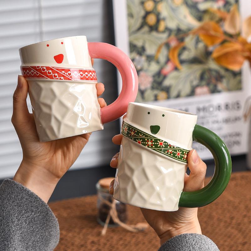 Couple Mug Design Niche Ceramic Cup for Household Drinking Water with High Appearance Cute Water Cup for Girls Office Workers