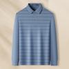 Men's Striped Warm Long-Sleeve Polo Shirt