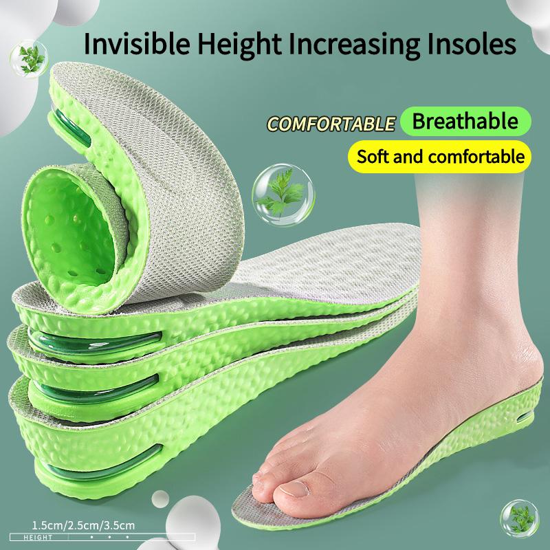 1 Pair Breathable Air Cushion Acupoints Arch Insoles Shock Absorbing Anti-Odor Sweat Insole Height Increase Pad for Sports Shoes