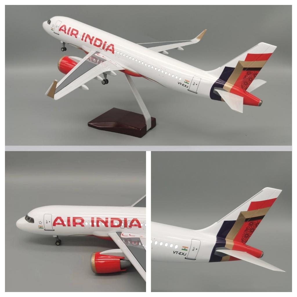 Air India Airlines Model 47cm Airbus 1/80 Scale Airplane A320 NEO Light and Wheel Landing Gear Diecast Resin Plane Model Gifts
