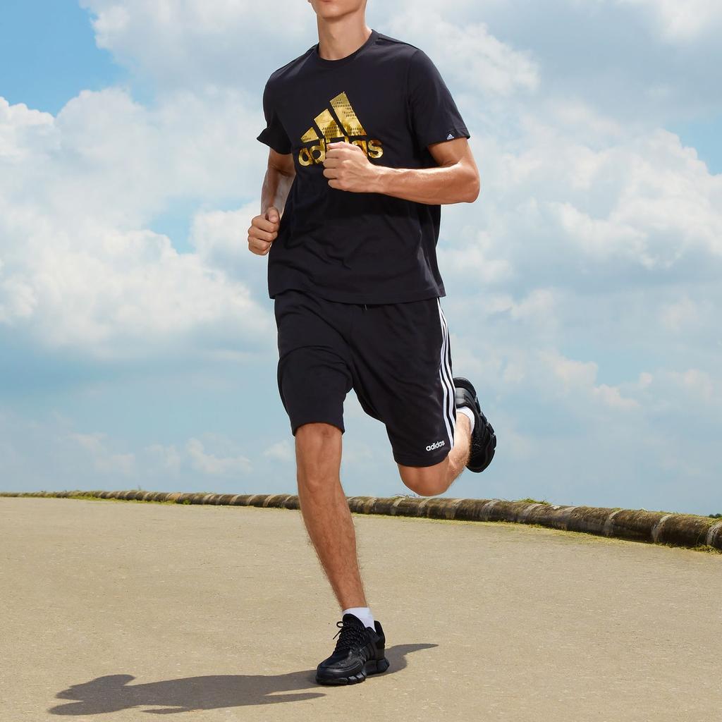 Adidas Metallic Logo Print Sports Short Sleeve T-Shirt Men Tops Black GV2913