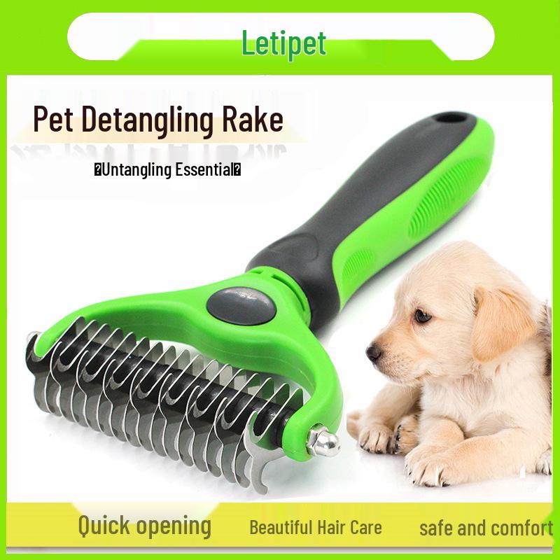 Dual-Sided Pet Grooming Rake Comb for Dogs - Detangling & Shedding Tool