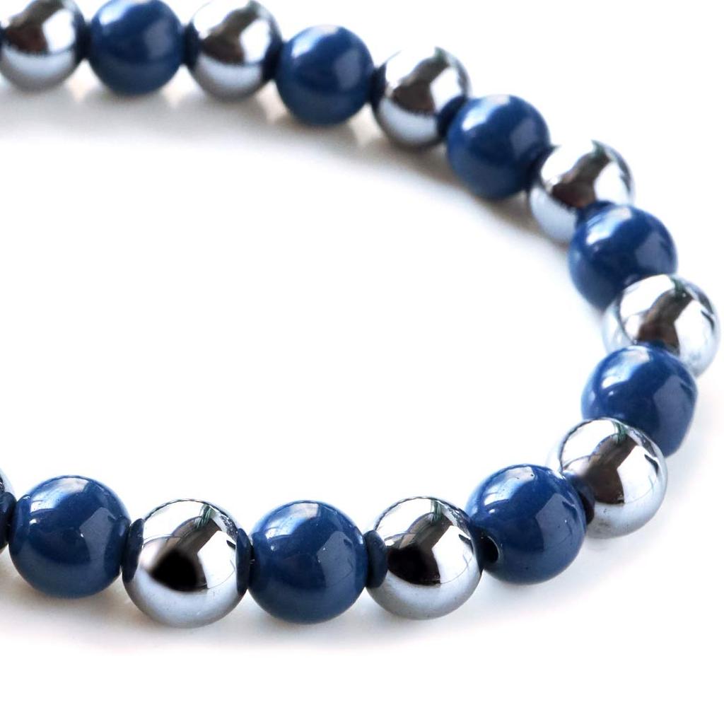 Terahertz Beitou Stone Easy to Magnetic Approximately 60cm Long [GOLD STONE] Necklace, 6mm, Blue, Hokutolite, Wear, Type,