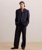 Beideu Wool Double Pleated Tailored Trousers Navy Stripe