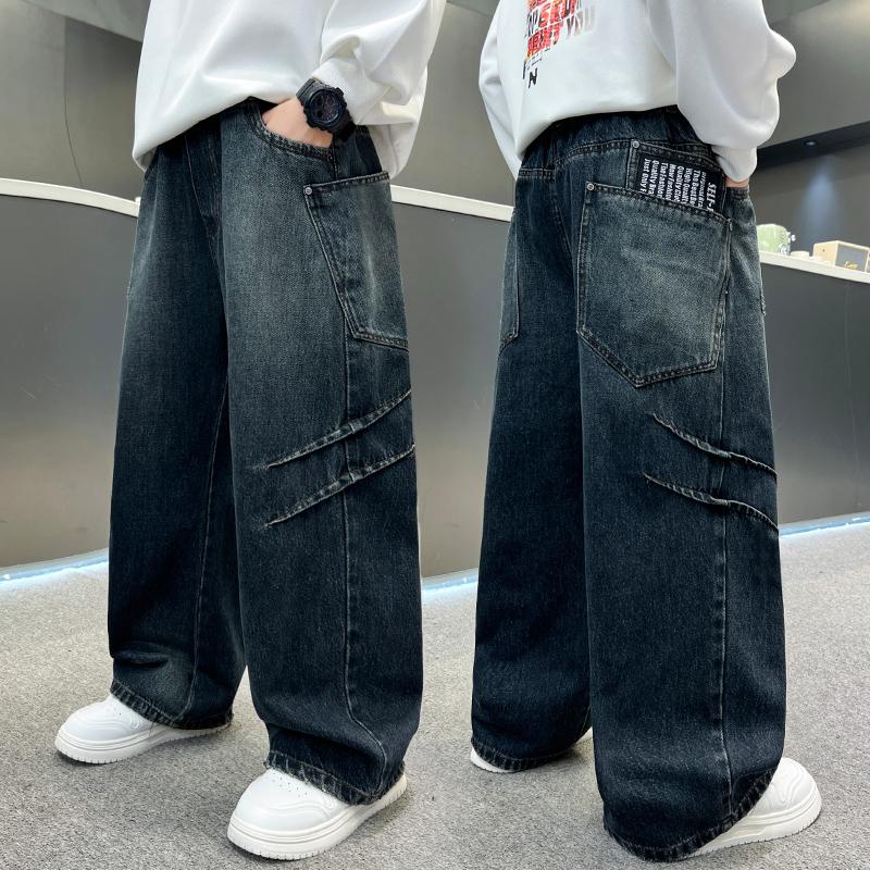 Children's Clothing, Boys' Spring Pants, 2026 New Style, Mid To Large Size, Boys' Spring and Autumn Jeans, Boys' Spring Wide Leg Pants, Trendy
