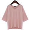 Women's V-Neck Mid-Sleeve Plus Size Loose T-Shirt - Summer Solid Color Versatile Top
