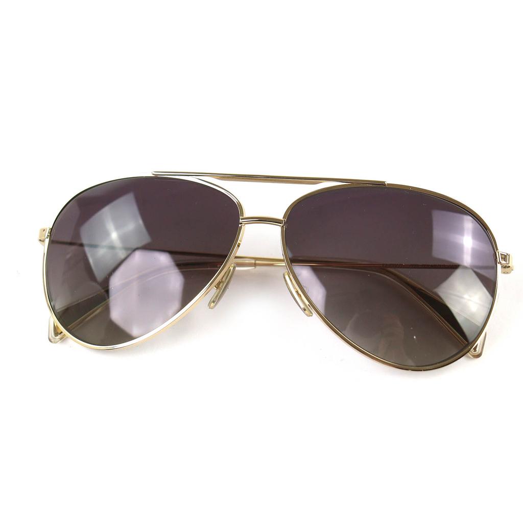 Excellent CELINE sunglasses Two Bridges Teardrop gold cotton mens CL40062U Used