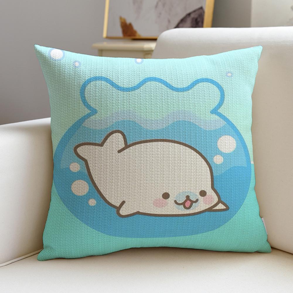 

Cute MMamegomaS Cushion Cover Breathable and skinfriendly linen pillowcase square removable and washable cushion 30X30cm