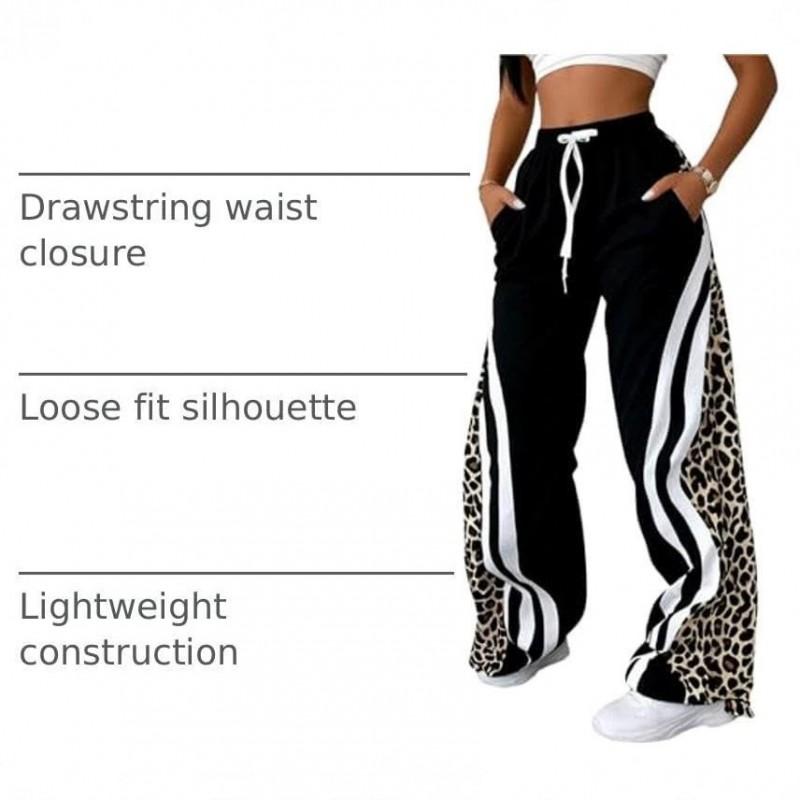 Verdusa Damen Weite Hosen Y2K Leopardenmuster Locker Lange Hosen Lässige Alltagskleidung