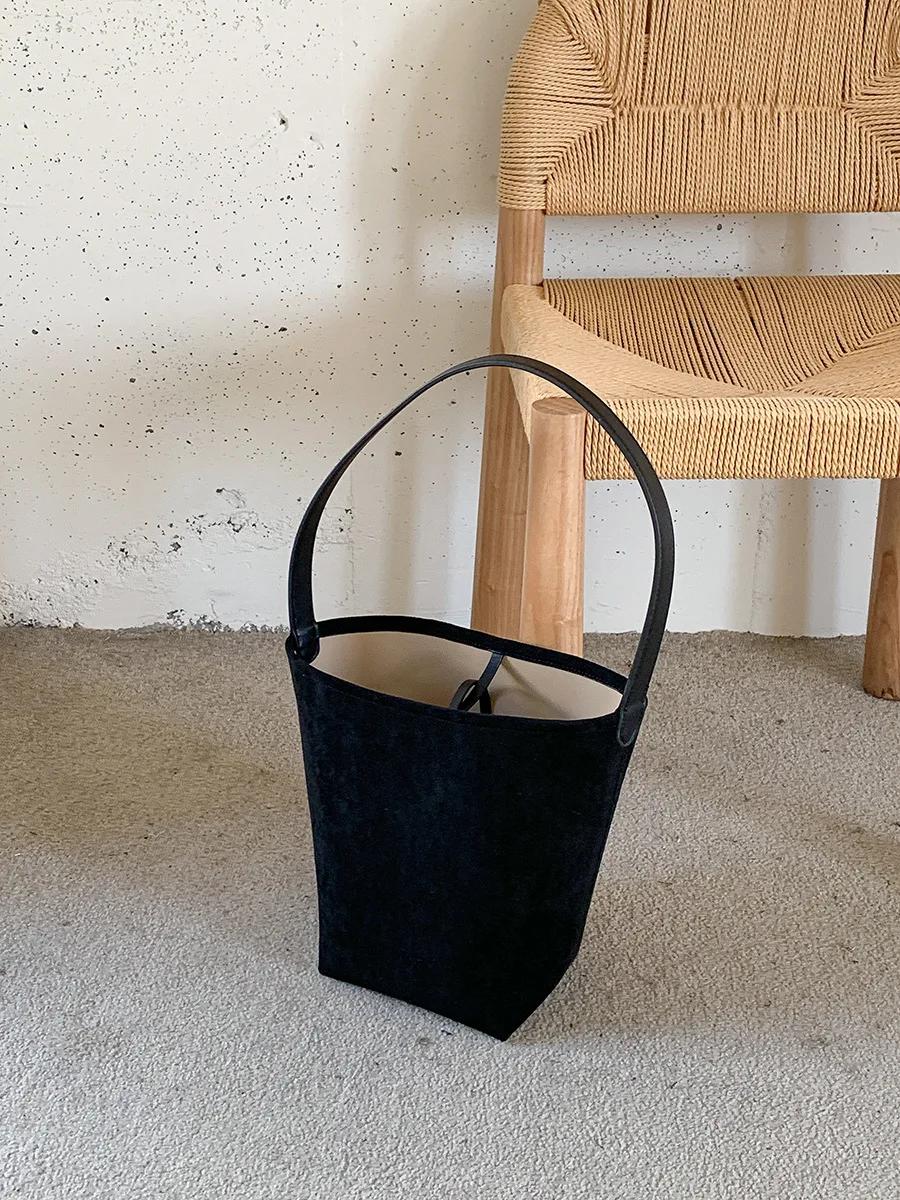 

Women Bucket bag Matte Leather Female Shoulder Bag vintage Suede lady big handbag bolsos Winter new Composite Bag bolsas чёрный