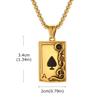 Vnox Gothic Spade A Pendant Necklace for Men, Gold Silver Color Stainless Steel  Box Chain, Vintage Black Playing Card Jewelry