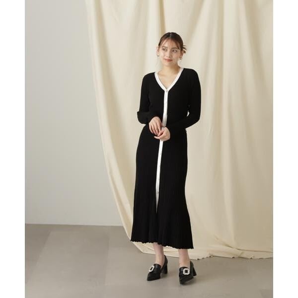 Sukienka damska Jill by Jill Stuart na co dzień, prążkowana, dzianinowa, z tyłu, w kolorze niebieskim