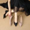 Y6618-2 French Niche Pointed Head Bow High Heel Single Shoes Women 2025 Spring and Summer with Skirt Temperament Thick Heel Women