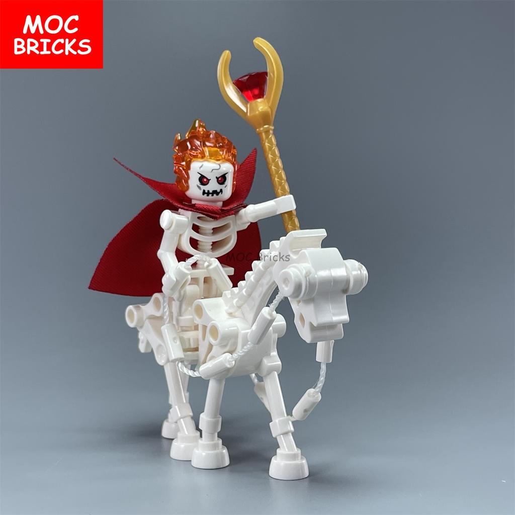 Single  MOC Bricks DIY Dark Messenger Magicians Group Skull Skeleton Horse Building Blocks Mini Dolls Toys For Kids Gifts