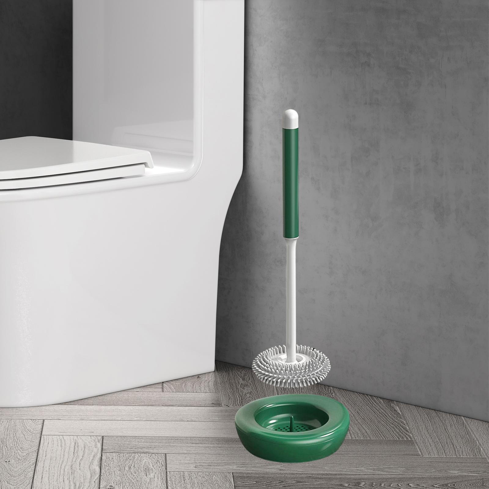 

Compact Bathroom Cleaning Brush with Drying Stand - Efficient Toilet Scrubber for RV and Green with base