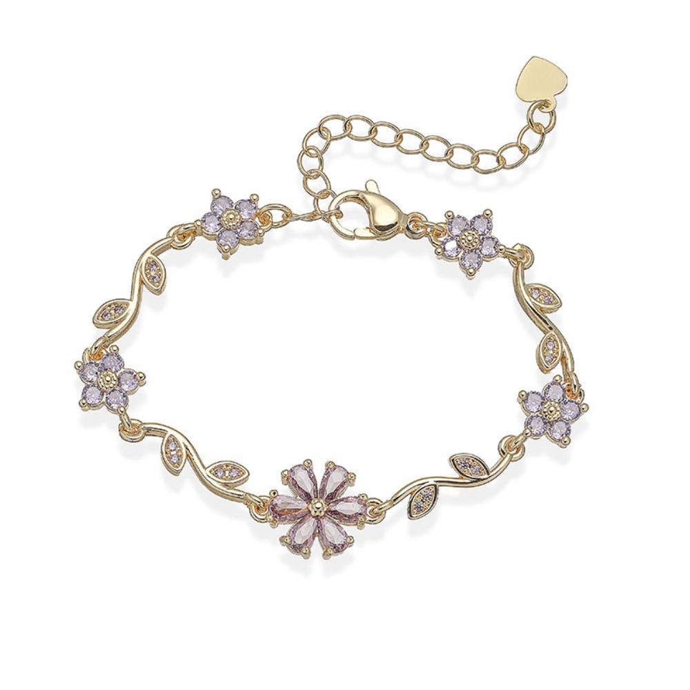 

Splicing Design Floral Bracelet Adjustable Charm Bracelets Fashion Rhinestone Bracelet for Women