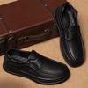 Soft Soled Cowhide Leather Shoes with Stitching Men's Casual Leather Shoes with Flanged Thick Sole Middle-aged Lazy Shoes