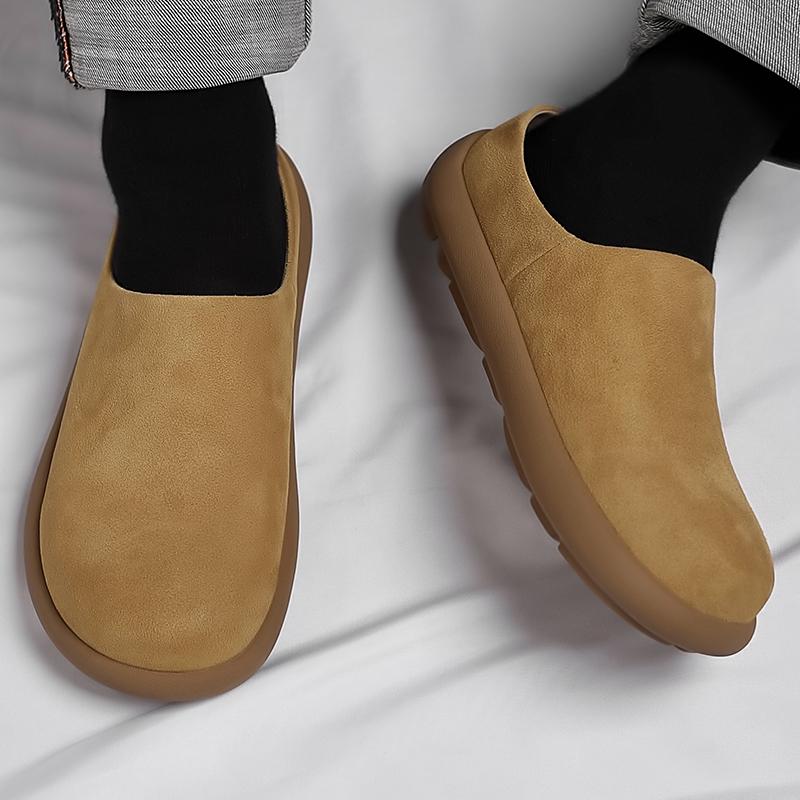 2025 New Arrival Lazy Flats Comfy Half Drag Mens Casual Leather Sandals Leisure Walk Slippers Vacation Handmade Muller Shoes