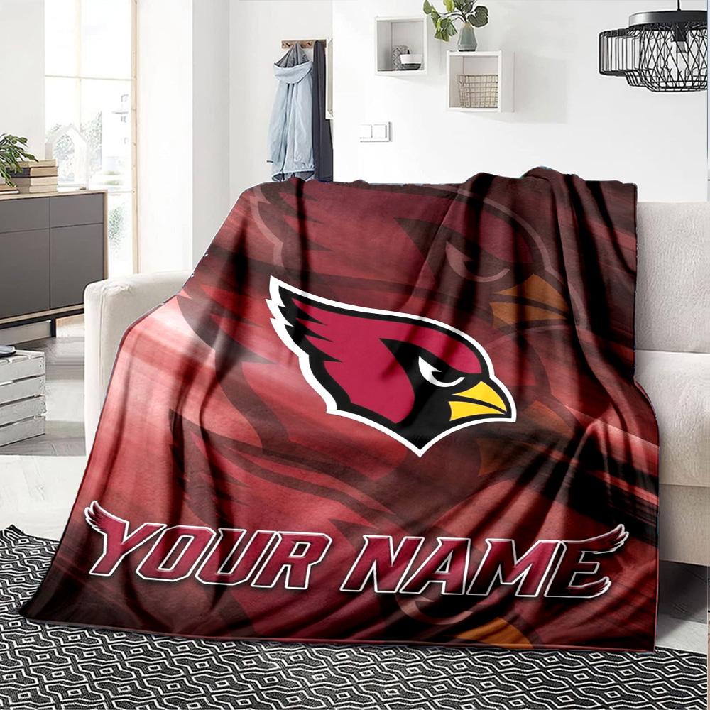 Name Custom Arizona Cardinals Print Flannel Blanket High Quality Warm Comfortable Cover for All Seasons Perfect for Gifts Home Decor