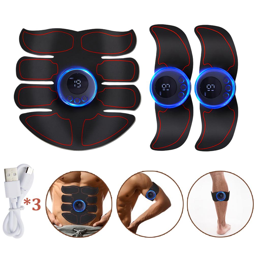 Electric Muscle Stimulator EMS Abdominal Fitness Stickers Rechargeable Body Slim Massager Wireless LCD Display Buttocks Trainer