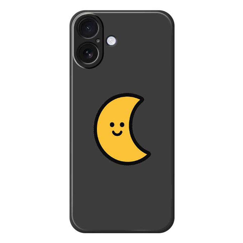 

For iPhone 17 Case Yellow Moon Pattern Printing Straight Edge TPU Phone Back Cover Black
