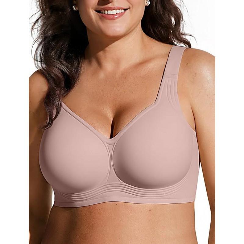 Plus Size Polka Dot Leopard Seamless Wirefree Bra Wide Strap Bust With Padded Cups