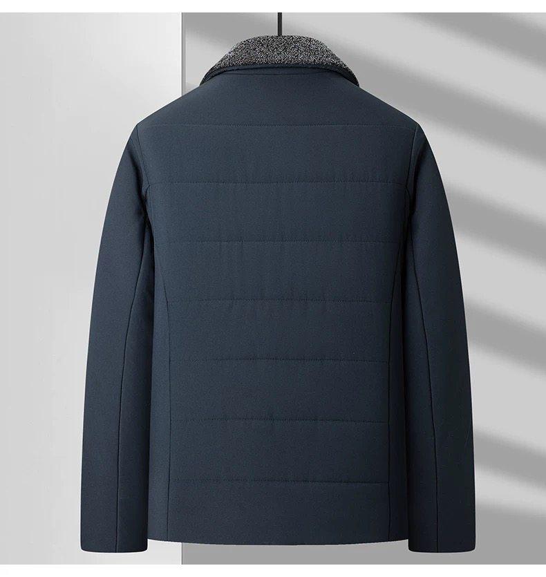 Woodpecker Men's Fleece-Lined Winter Jacket: Thick, Cotton-Padded, Cold-Proof Coat for Middle-Aged and Elderly.