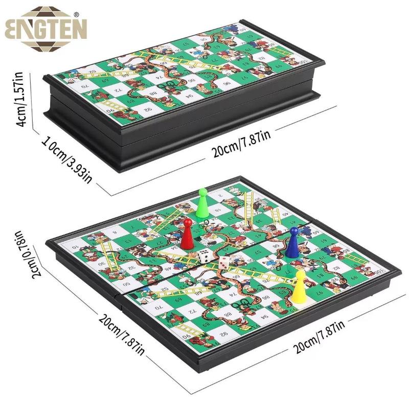 {MAX-66} Desktop Foldable Snake Ladder Board And Game Family Chessboard Portable