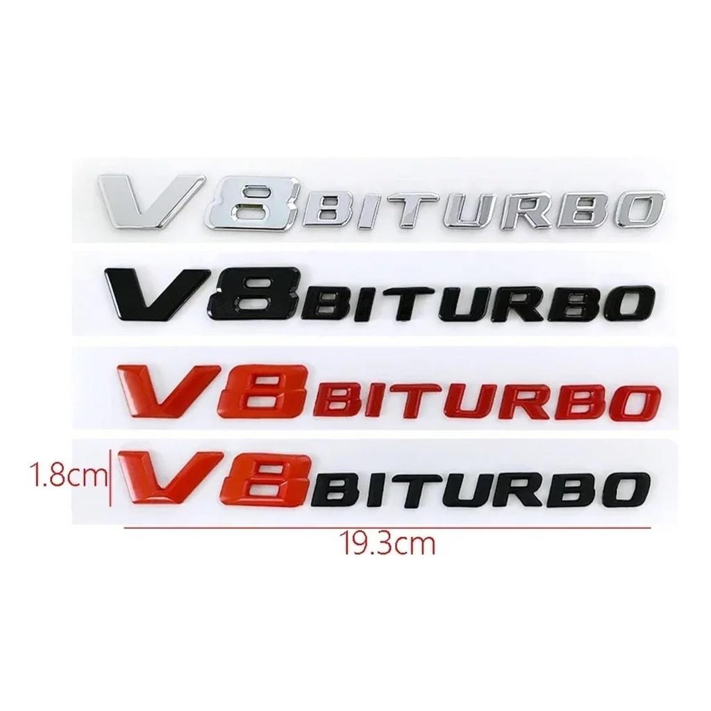 ABS Car Badge Rear Trunk Letters Emblem Sticker Decoration for V8 BITURBO CLA35 G350d GLE63 W140 W177 W213 (Old-Gloss Black)