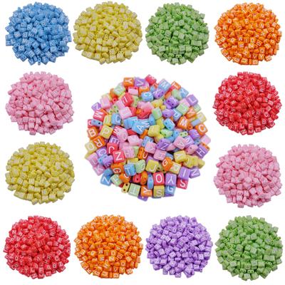 Home Party Supplies Necklace Bracelet Loose Beads Candy Color Square Letter 40Pcs 9*7mm Jewelry Making Accessories DIY For Acrylic Pendant Wholesale