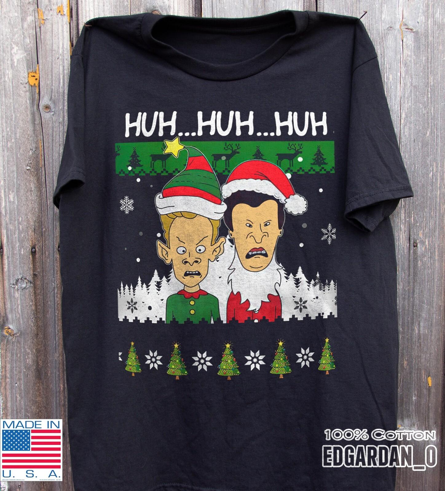 Huh-Huh-Huh-Beavis And Butthead Christmas Gift Black T-shirt Size S-5XL S