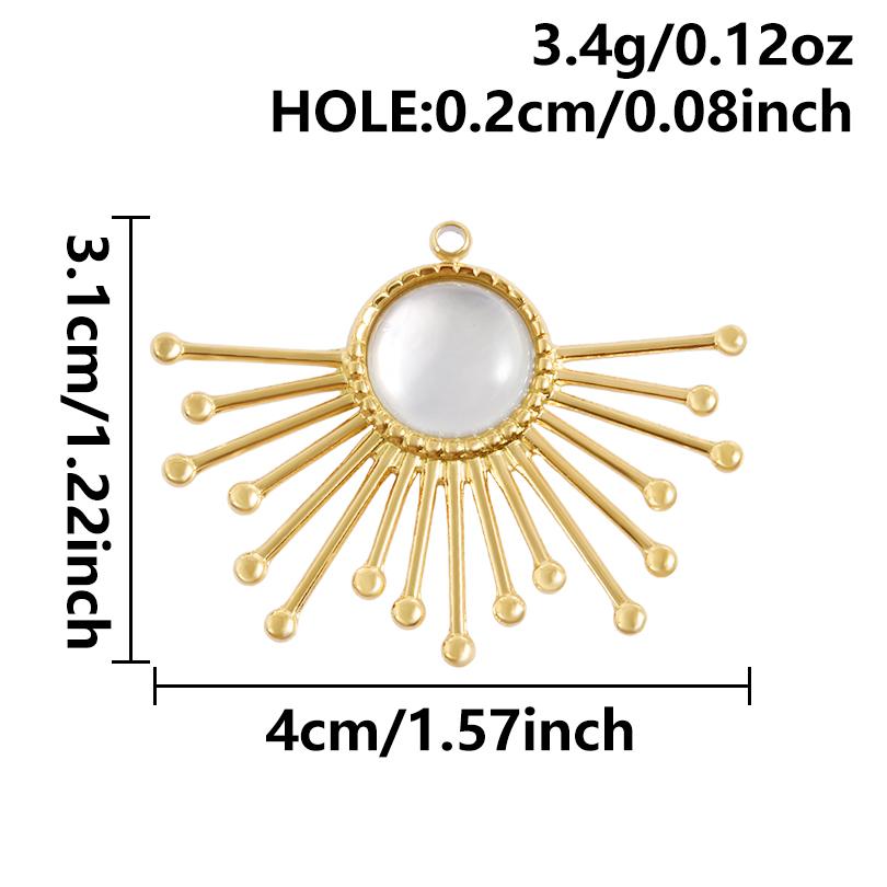 2pcs White Shell Oil Dripping Charm Real Gold Plated Love Round Water Droplet Stainless Steel Charms For Jewelry Making Supplies