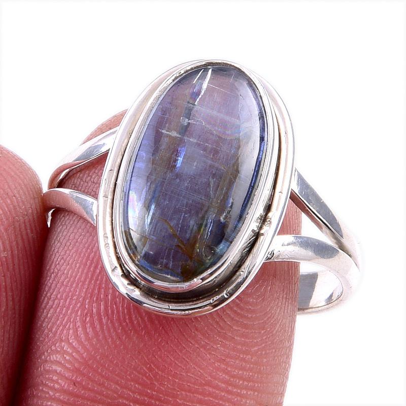 

Natural Kyanite Gemstone Handmade 925 Solid Sterling Silver Gift Ring S.9 O5t03