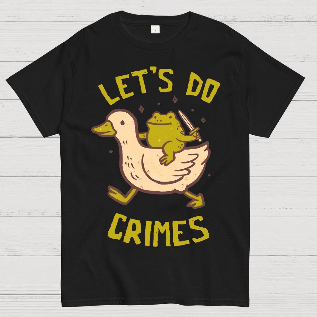 Let's Do Crimes Geek T-Shirt Y2K Printed Short-sleeved Casual Loose T-shirt Round-neck Cotton Sportswear Unisex