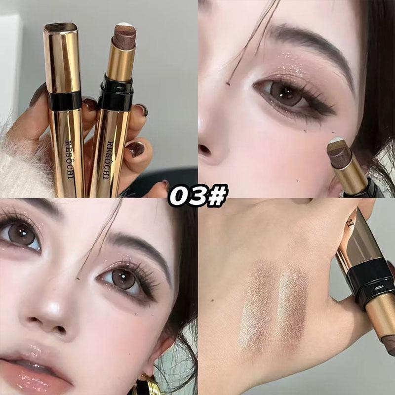 

Трехцветный стик-тени для век RESOCHI с фольгированным эффектом: Стойкий перламутровый блеск, легко наносится для макияжа в спешке. 3.5g